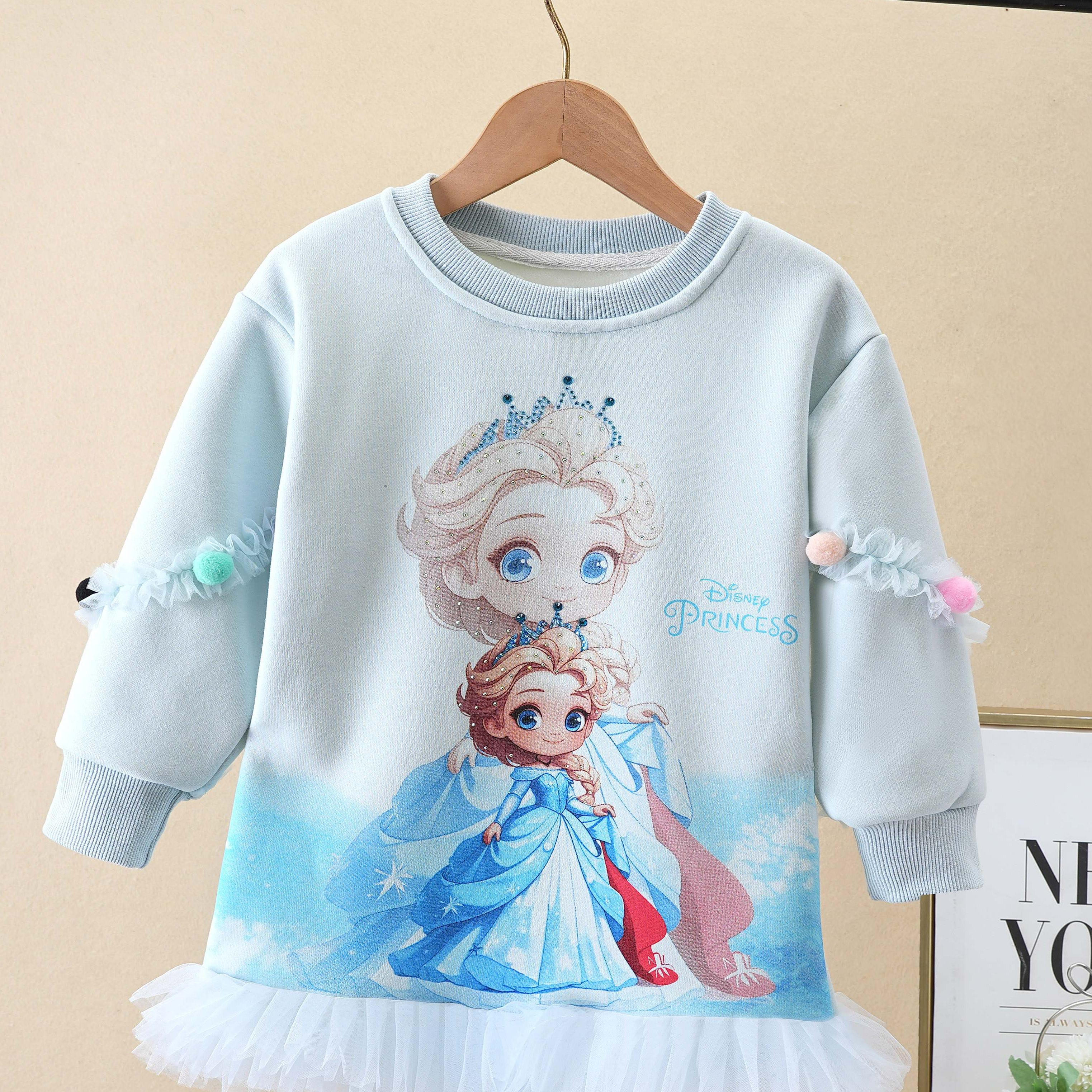MN女童秋冬款加绒艾沙白雪烫钻·卫衣裙 2025可爱宝宝加绒连衣裙~