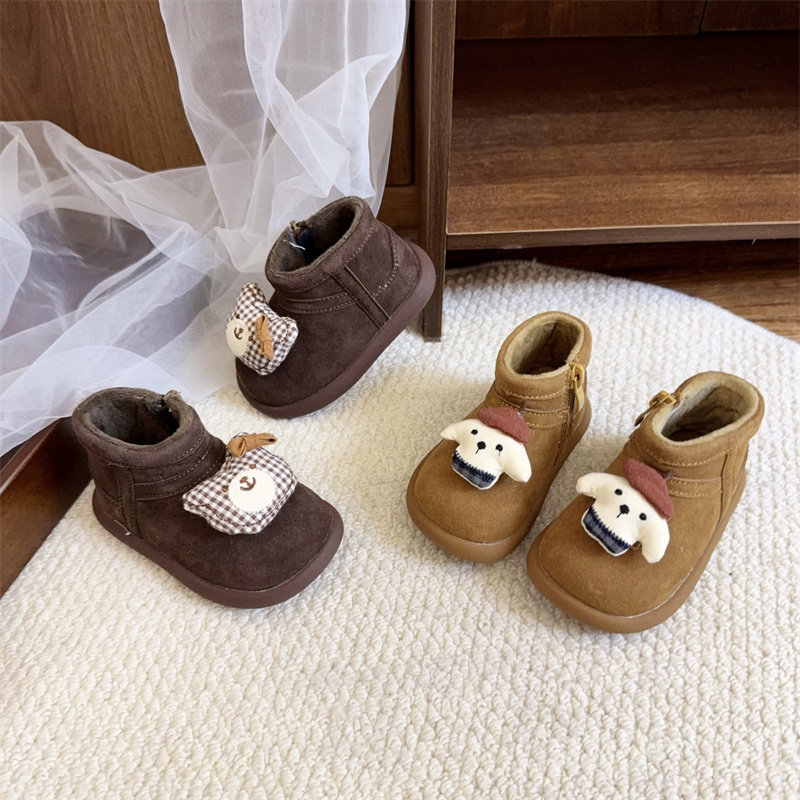 女童宝宝棉短靴软底加绒二棉卡通学步保暖鞋男小童靴子1一2-3岁潮