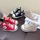 3岁婴幼儿学步鞋 子休闲学生高帮 软底防滑透气1 男女宝宝帆布鞋