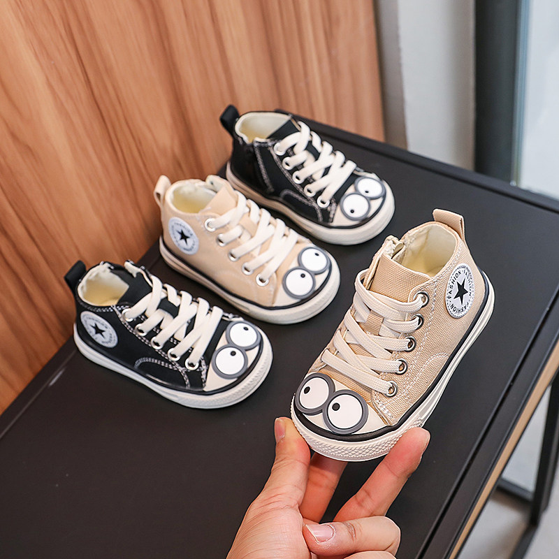 宝宝鞋子可爱透气帆布鞋软底学步鞋男女童韩版防滑板鞋1-2-3一5岁