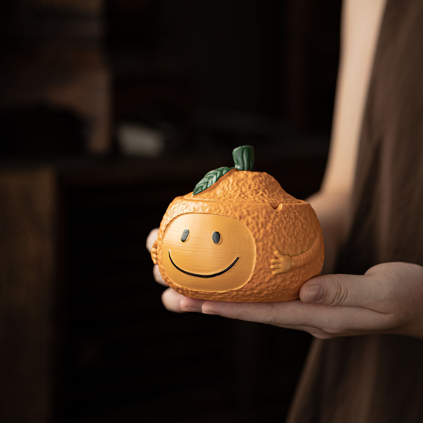 茶里茶器大吉大利创意哈哈丑橘烟灰缸带盖家用茶桌办公室摆件大号,家居饰品,装饰烟灰缸,淘宝优惠券,粉丝福利购,淘宝优惠卷