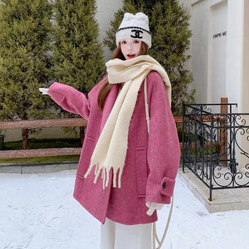 数据款25冬阔版树莓粉双面羊毛大衣2D116-1313-P265K388,女装毛呢外套,2D116