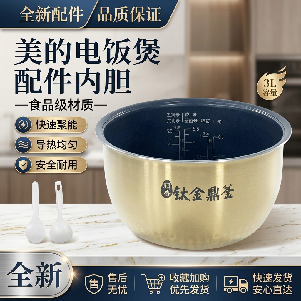 原装美的电饭煲3升钛金鼎釜内锅MB-30LH3/30LH5/CFB3081H内胆