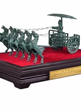 仿古青铜器工艺家居装饰收藏摆件天子驾六马拉车洛阳英爵烟云涧
