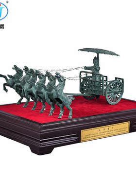 马拉车仿古风摆件纯铜高档工艺品