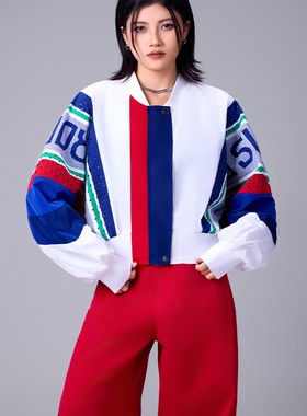 拓谷2025春夏新款美式复古辣妹拼接女款短款外套棒球服个性ins女
