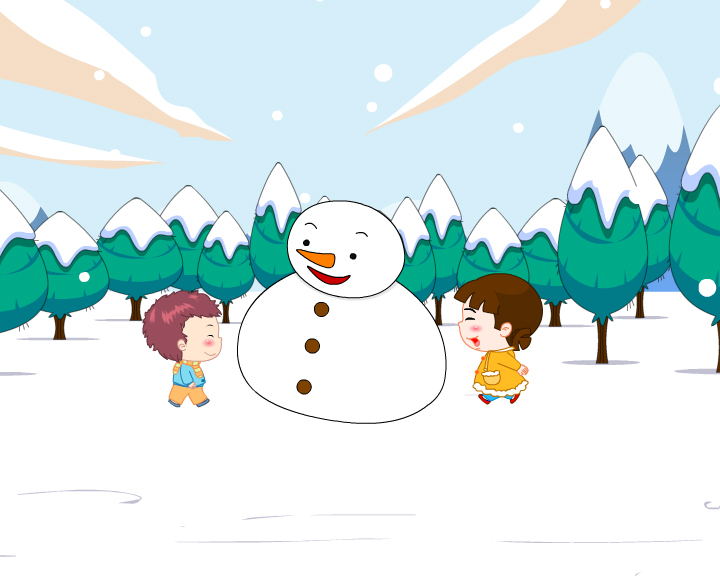 an/flash成品动画源文件堆雪人冬天雪花雪人儿童场景成品fla33秒