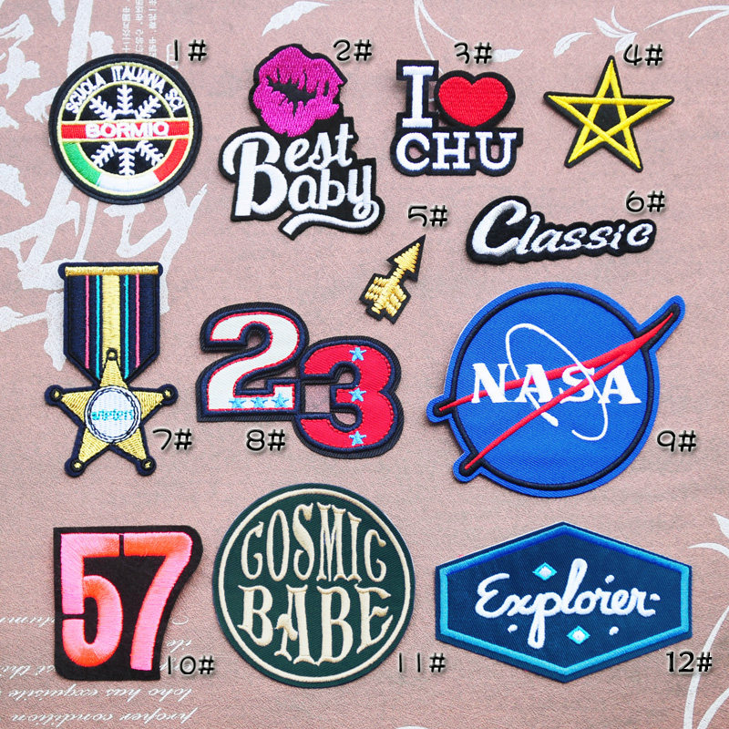 时尚徽章黑色蓝色布贴花修补丁贴毛衣服装饰贴布牛仔裤diy补洞贴