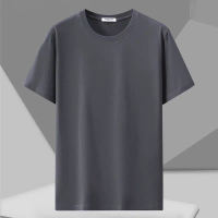 Summer plus-size short-sleeved, loose round-neck, casual pure cotton T-shirt, solid color base layer, fat guy's half-sleeved T-shirt thumbnail 3