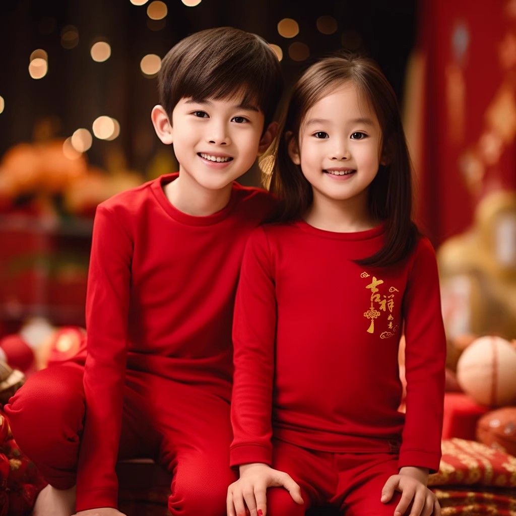 儿童内衣套装本命年红色