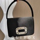 LOLIBOX新仿真丝缎面镶钻水钻方扣手提包女小包斜跨晚宴会礼服包