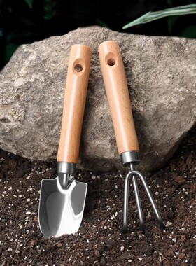 迷你小铲耙套装园艺铲子不锈钢耙子家用种植盆栽花铲挖土种花工具