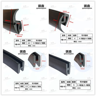 二口S型密封皮条安装 玻璃件汽车农用车棚机械观察窗橡胶防护压条