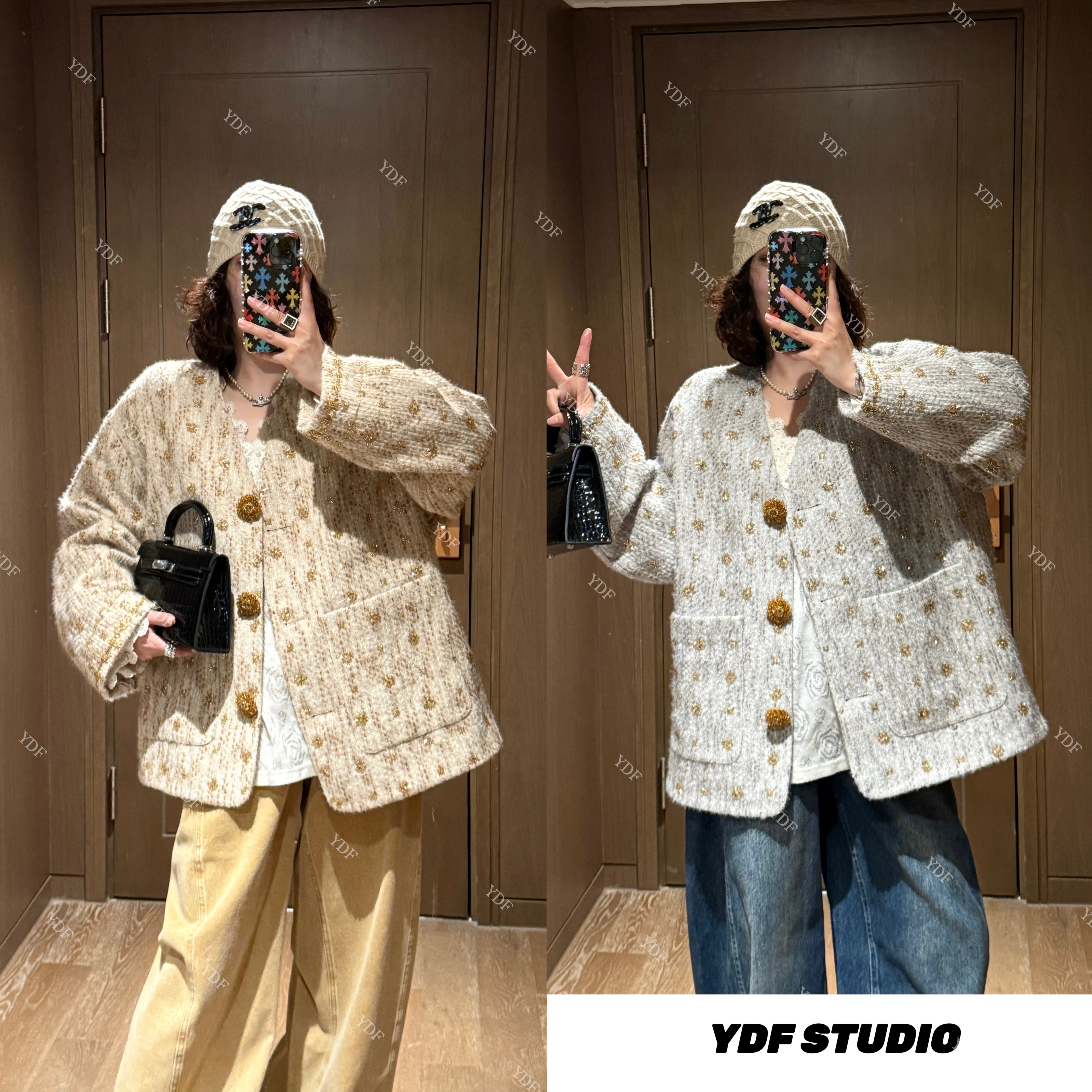 YDFSTUDIO小众【倾世月光】欧货高品新国标90白鸭绒V领小香羽绒服