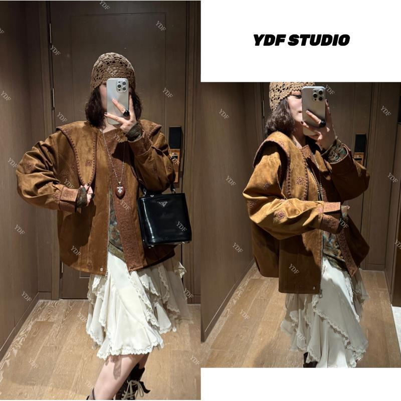 YDFSTUDIO小众【米兰日记】欧货早秋重工娃娃领刺绣设计时尚外套