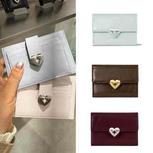 少量现货 韩国正品fennec 爱心卡扣钱包女翻盖迷你小巧卡包证件包
