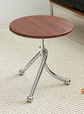 简约中古风边几客厅沙发阳台铁艺小圆几卧室床头角几Ins风圆茶几