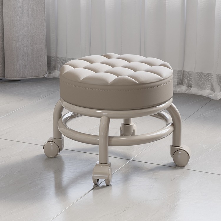 滑轮矮凳美缝儿童带娃神器学步美甲圆凳万向轮带轮小凳子家用简约