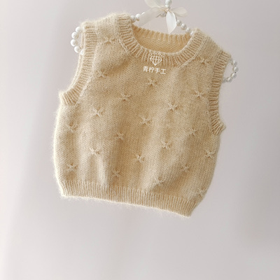 手编粗棒针马甲成人毛衣绒毛线开衫送视频教程儿童背心编织材料包