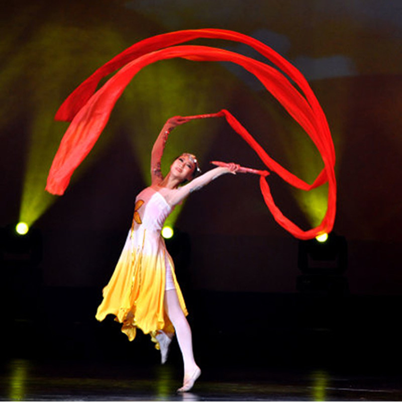 舞蹈体操长绸带秧歌儿童成人幼儿园演出舞蹈道具丝带彩扭秧歌跳舞