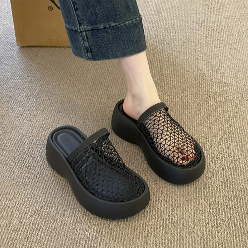 小众设计镂空包头厚底凉拖女夏