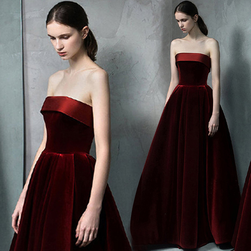 性感抹胸坠地长裙端庄大气晚礼服