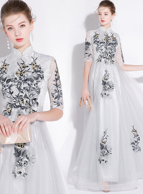 晚礼服女2025新款优雅长款修身显瘦主持礼服连衣裙端庄大气晚装女