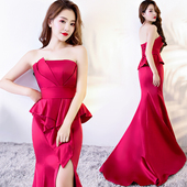 宴会晚装 鱼尾晚礼服2025新款 显瘦抹胸长款 秋冬修身 女 高贵优雅时尚