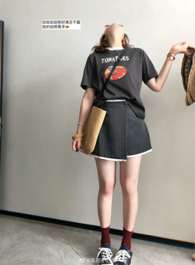 毛丽小四郎【西红柿】韩版基础撞色圆领短袖T恤女夏