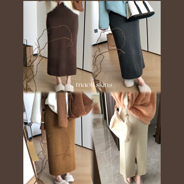 毛丽小四郎【一体绒】慵懒随性又好穿遮肉显瘦高腰针织半身长裙女