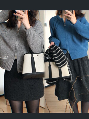 毛丽小四郎【极简】双拉链韩系简约圆领针织开衫女宽松显瘦毛衣女