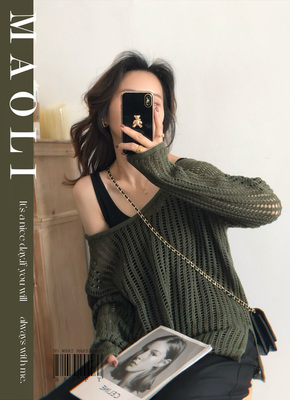 露肩慵懒小众罩衫复古手工