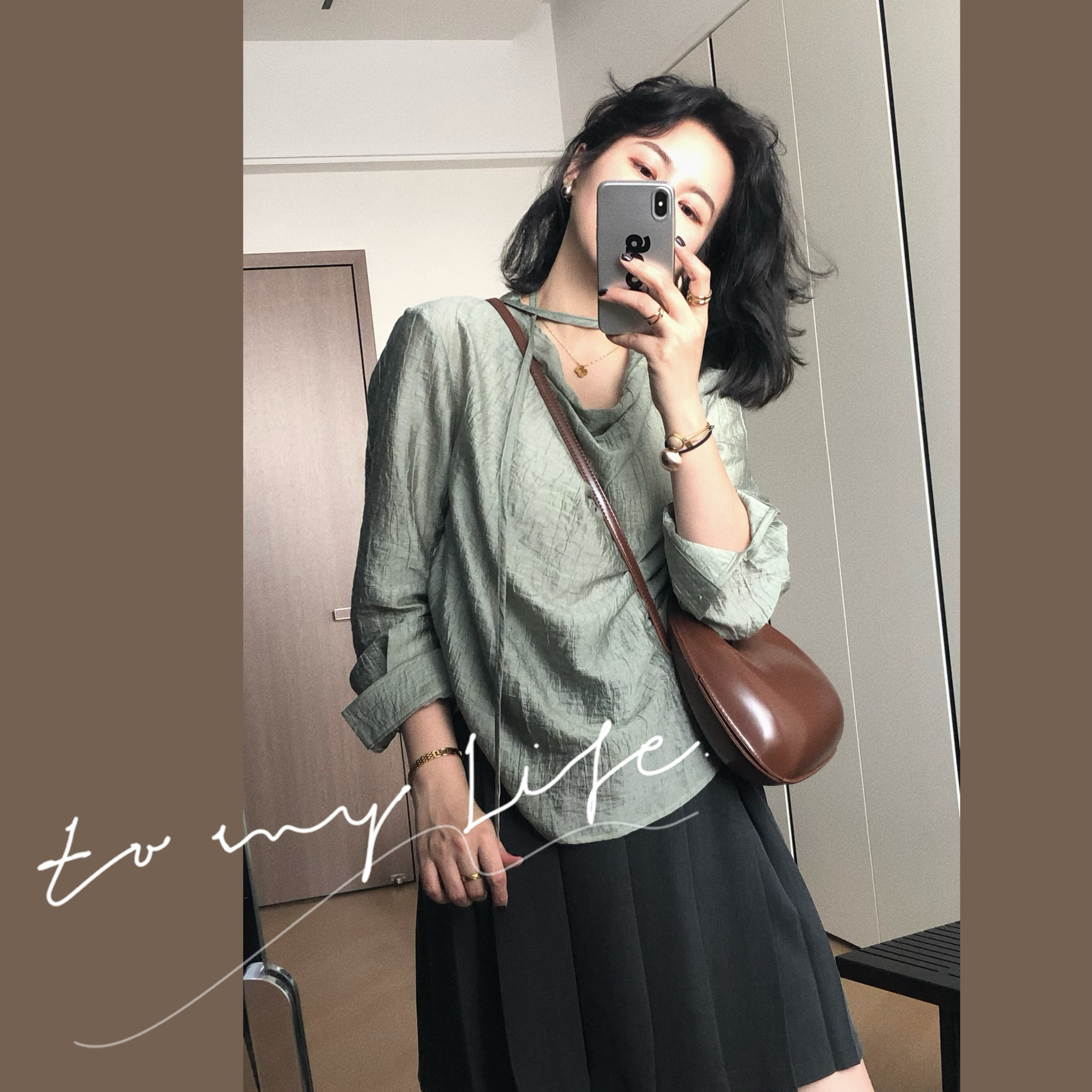 毛丽小四郎【法式荡领】小众设计挂脖衬衫韩版系带显瘦早春气质女