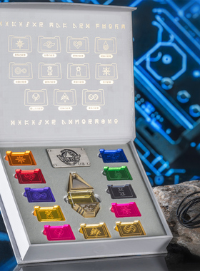 数码宝贝暴龙进化钥匙徽章数码纹章套装（项链非万代非神圣计划机