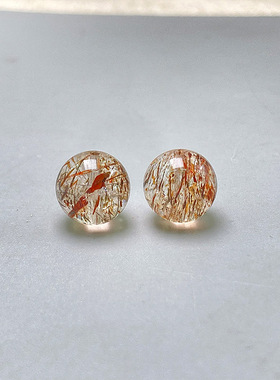 天然黑金超七水晶散珠珠子多宝手链手串黑骨干金发晶单颗珠