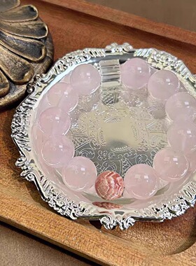 天然果冻粉莫粉方糖白水晶原创手串简约粉嫩设计感闺蜜礼物