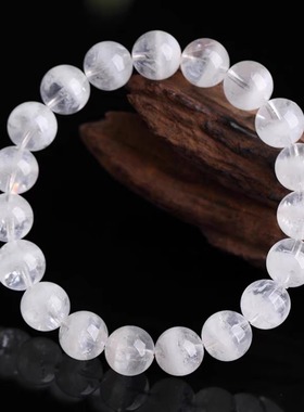 天然白色幽灵聚宝盆圆珠手链  千层白幽灵手串