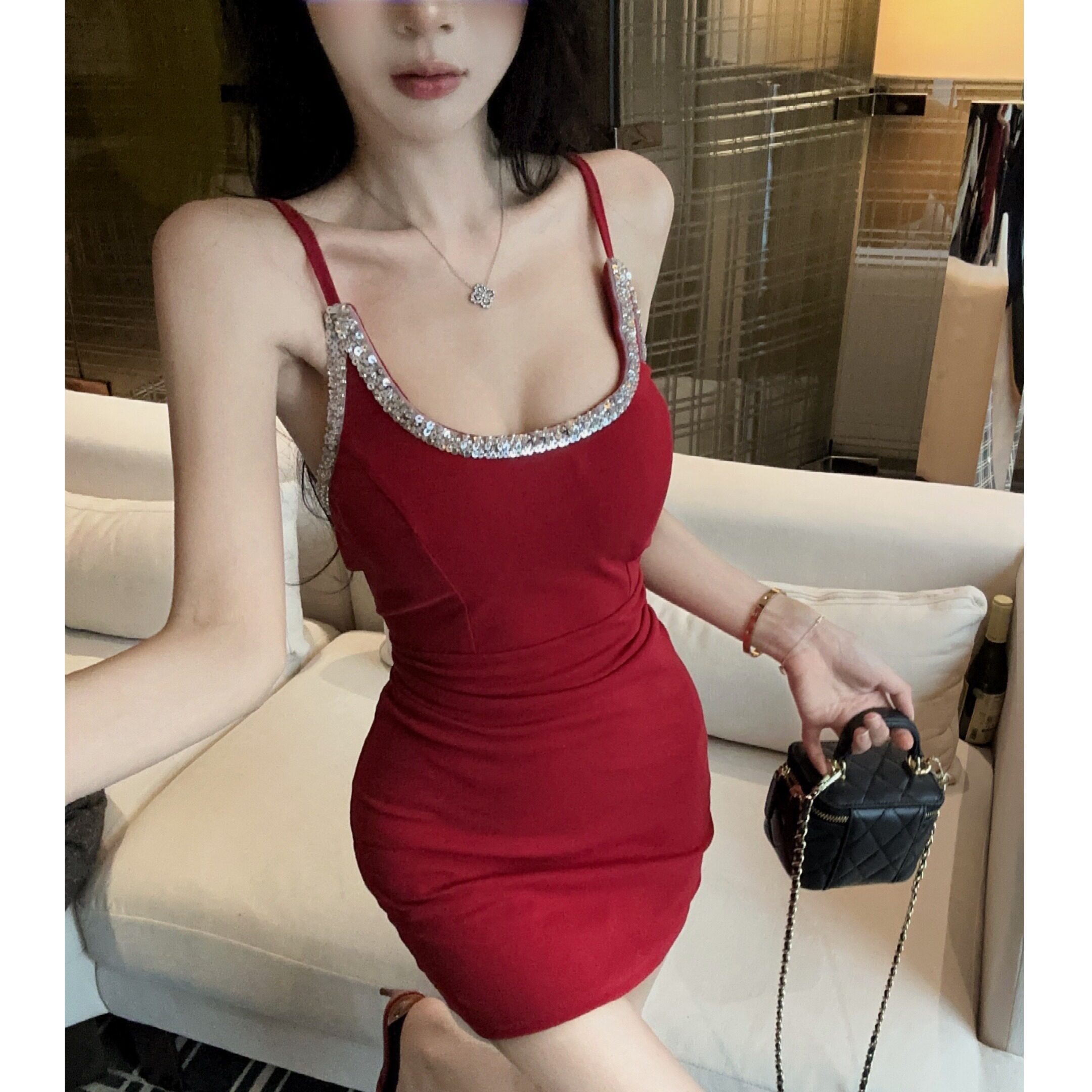 新款百搭女装性感短袖棉质紧身打底性感吊带连衣裙