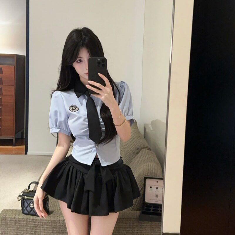 学院风甜辣2025jk黑色半身裙