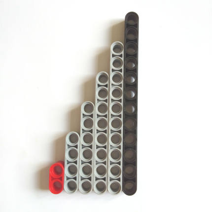 小颗粒科技件圆孔梁 散装零件9686 10孔梁45544积木配件8孔6孔梁