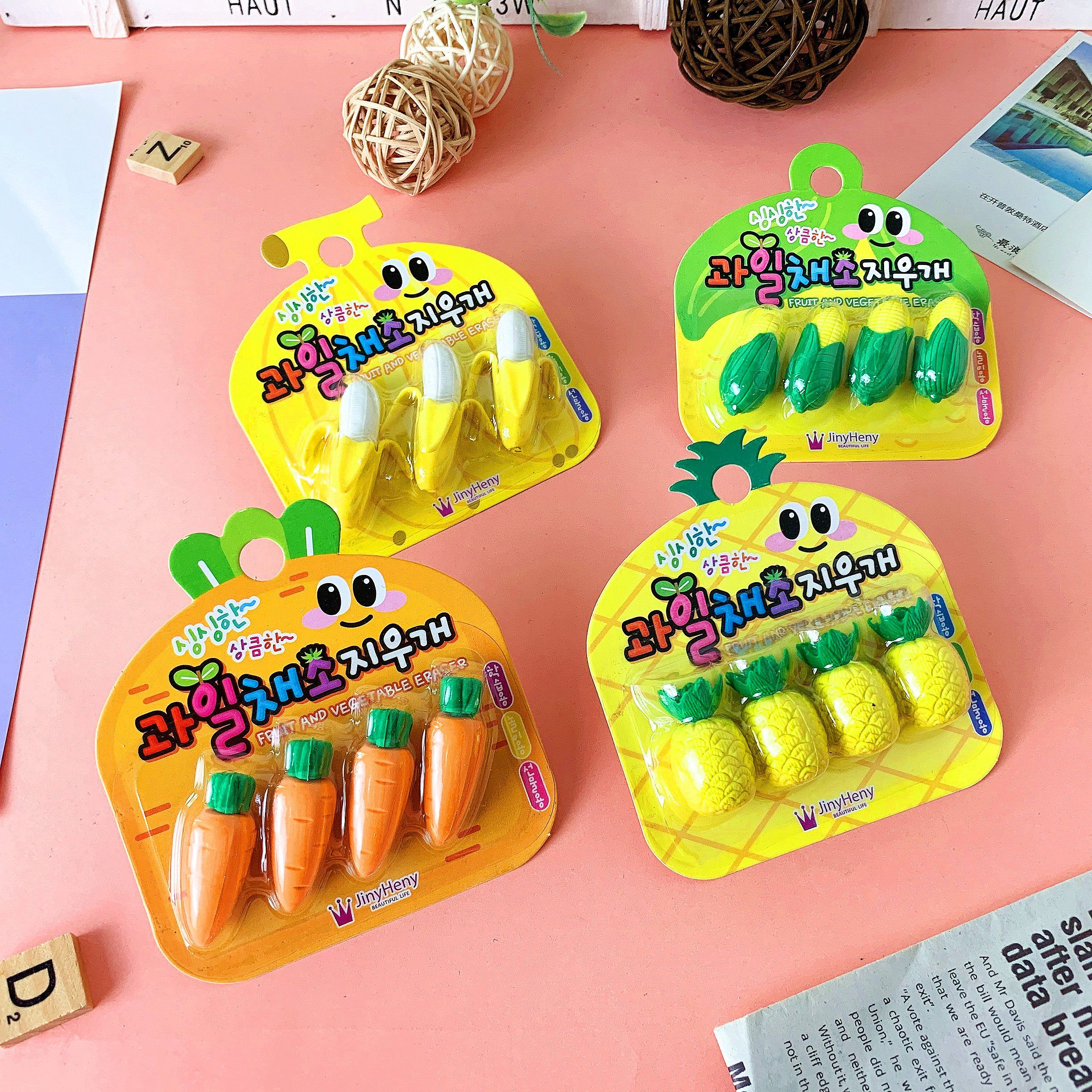 儿童小学生卡通文具用品水果蔬菜香蕉造型橡皮擦学校活动礼品奖品