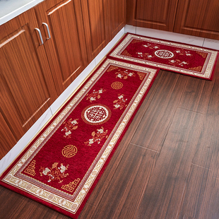复古新中式 加厚厨房地毯地垫防油脚垫家用入户门口门垫吸水防滑垫
