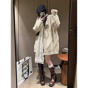 FILLE｜流苏大开衫 复古重工温柔提花氛围松弛感慵懒针织毛衣外套