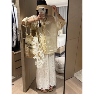 FILLE | 木耳边苎麻衬衫 重工森女系刺绣上衣轻薄防晒长袖小衫