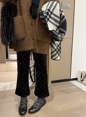 FILLE | 波点八分裤 气质老钱风百搭显瘦微喇高腰加绒裤子女秋冬