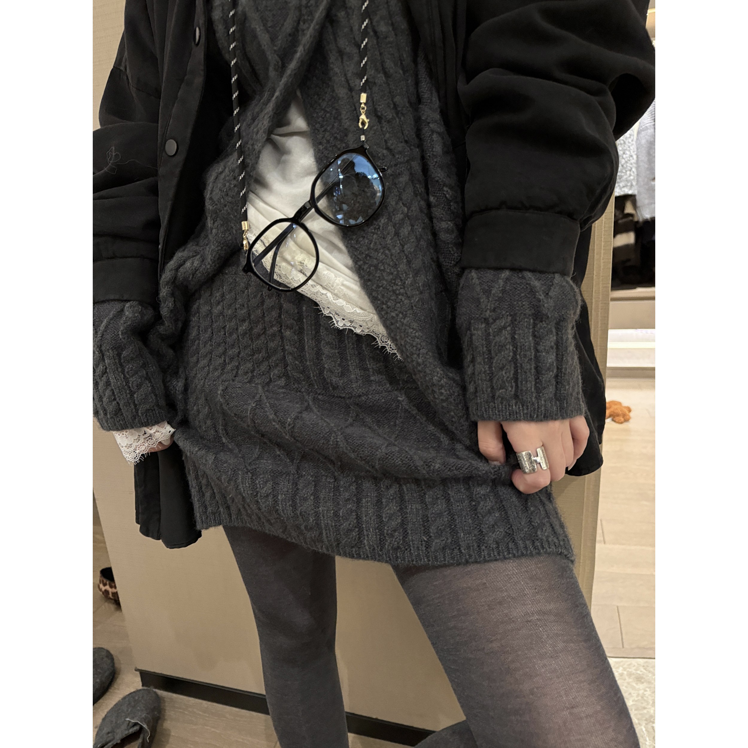 FILLE｜绞花针织短裙复古甜辣