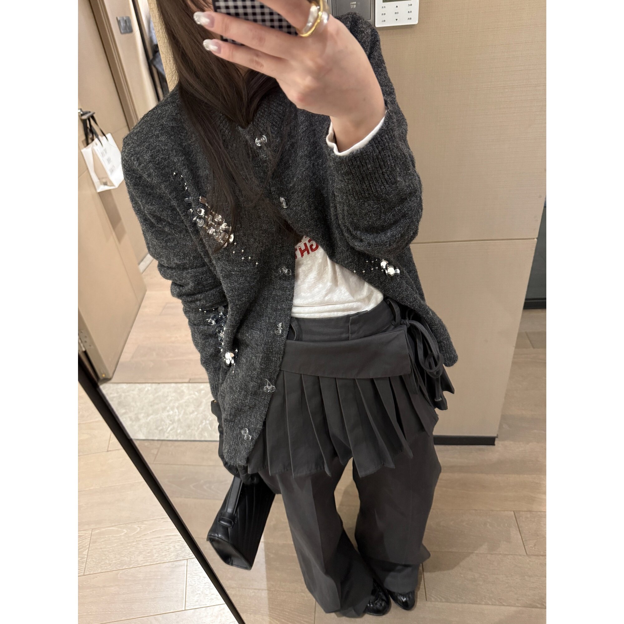 FILLE｜钉珠小开衫 重工手工老钱风高端氛围感亮片针织上衣