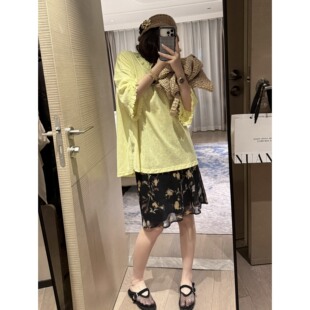 FILLE | 花边宽松t 休闲氛围感慵懒棉质宽松百搭T恤套头小衫女