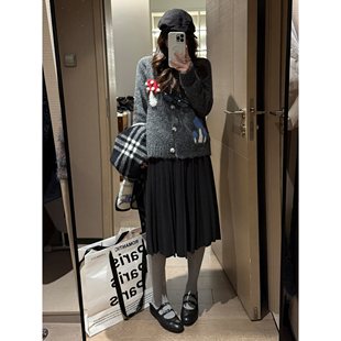 FILLE｜手工蘑菇小开衫 重工韩系甜美童趣提花复古氛围针织毛衣