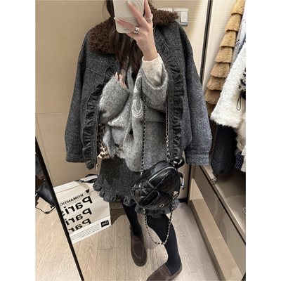 FILLE毛领杂点棉夹克复古美式